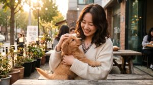 강아지를 안고 기뻐하는 한국여성 202605032046